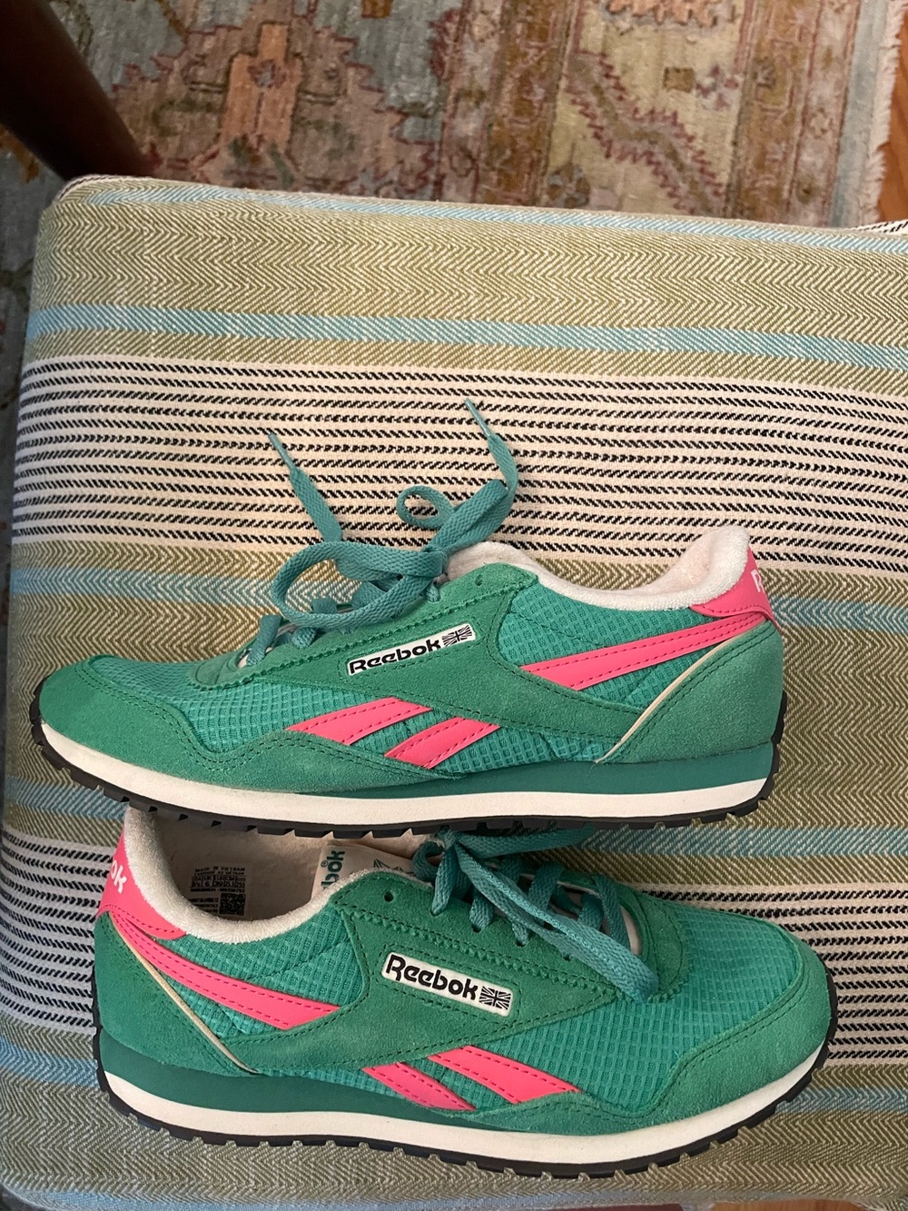 Reebok Women’s Teal and Pink Retro Runner Sneakers